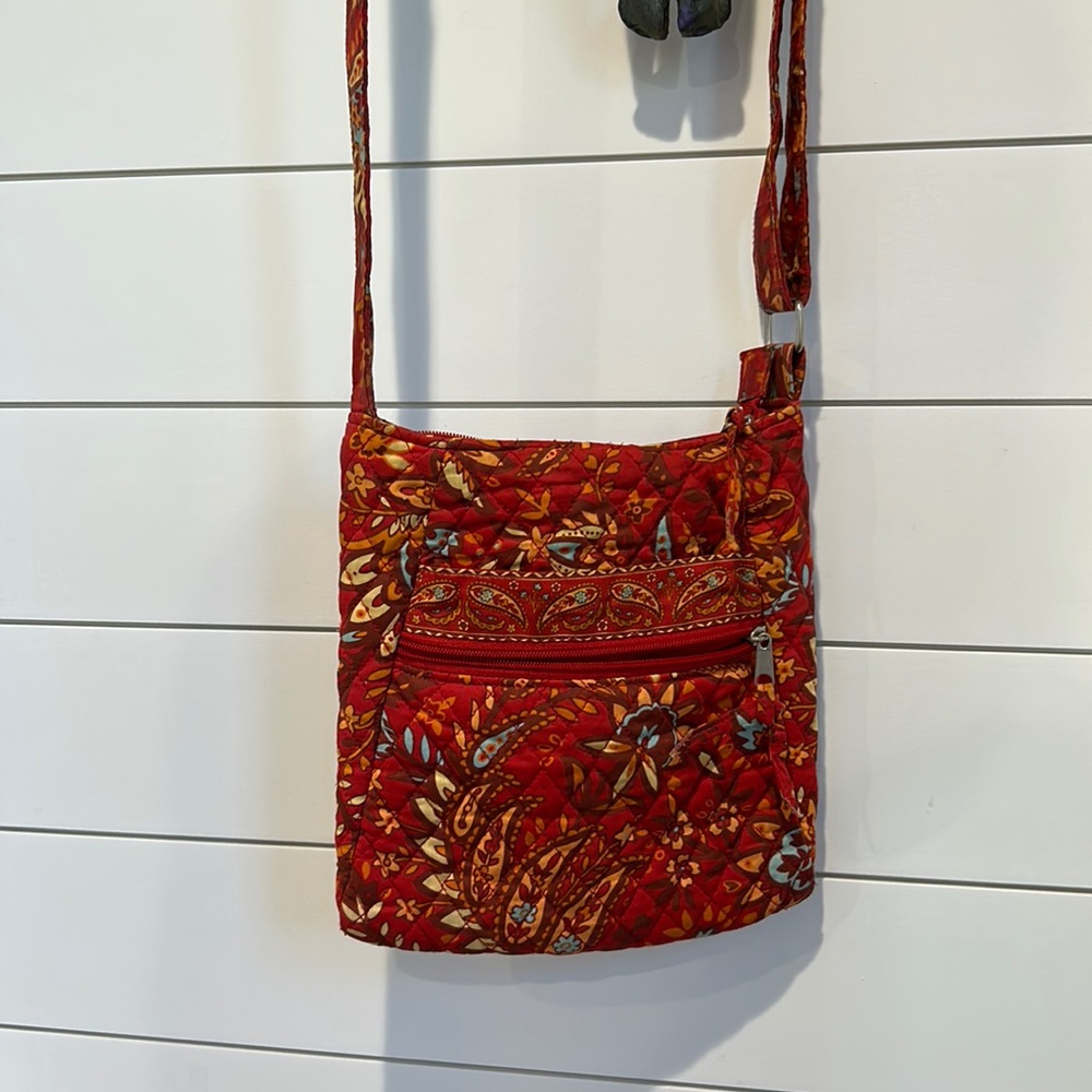 Orange Red Bright Blue Quilted Crossbody Bag